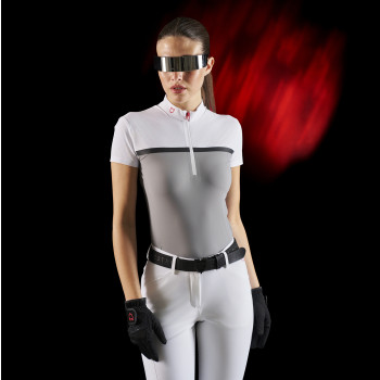 Polo de compétition femme Equestro Ridertechnology avec tissu perforé