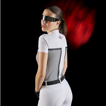 Polo de compétition femme Equestro Ridertechnology avec tissu perforé