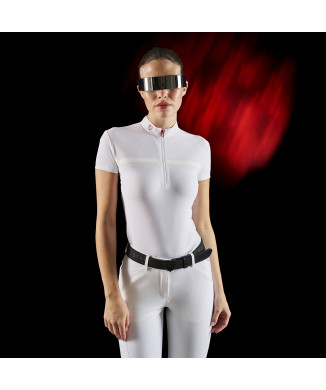 Polo de compétition femme Equestro Ridertechnology avec tissu perforé