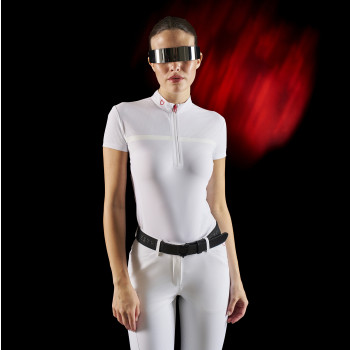 Polo de compétition femme Equestro Ridertechnology avec tissu perforé