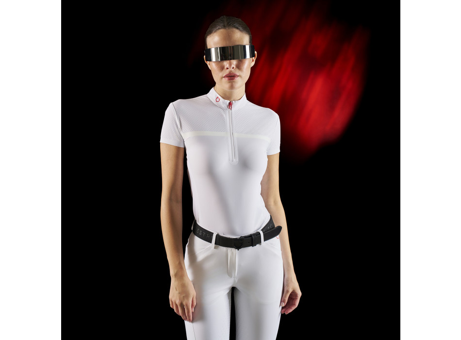 Polo de compétition femme Equestro Ridertechnology avec tissu perforé