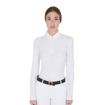 POLO À MANCHES LONGUES POUR FEMME EN TISSU POLAIRE TECHNIQUE