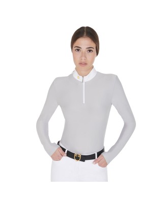 POLO À MANCHES LONGUES POUR FEMME EN TISSU POLAIRE TECHNIQUE