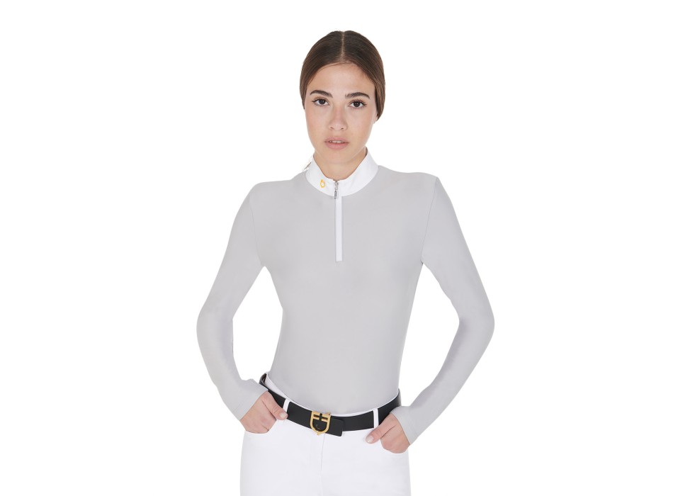 POLO À MANCHES LONGUES POUR FEMME EN TISSU POLAIRE TECHNIQUE