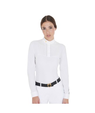 POLO FEMME COUPE SLIM EN COTON PLISSÉ