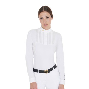 POLO FEMME COUPE SLIM EN COTON PLISSÉ