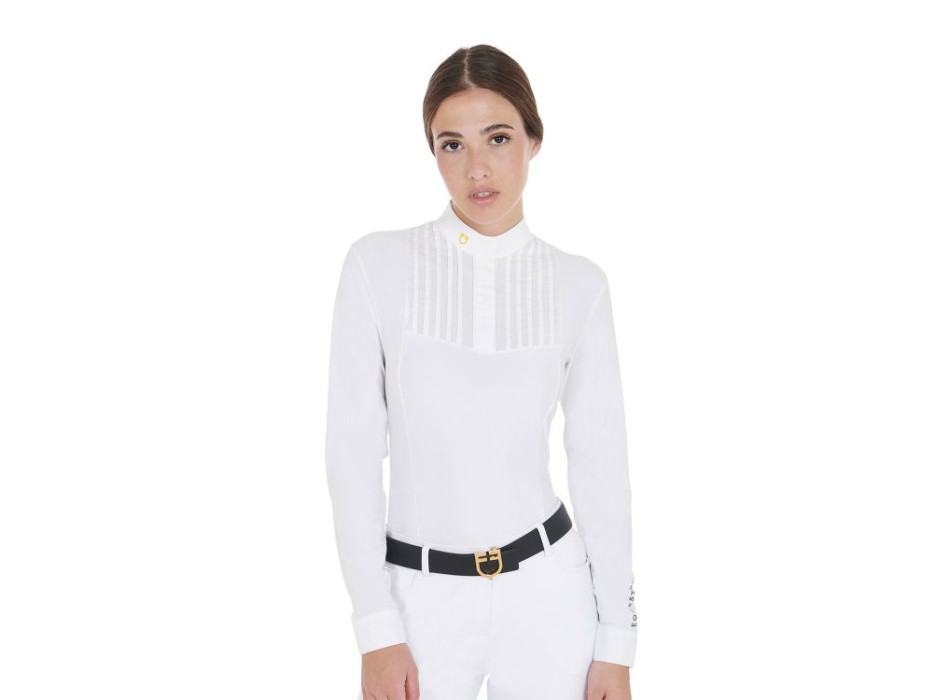 POLO FEMME COUPE SLIM EN COTON PLISSÉ