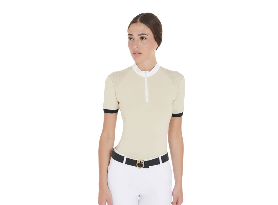 POLO FEMME COUPE SLIM À BRETELLES CONTRASTÉES