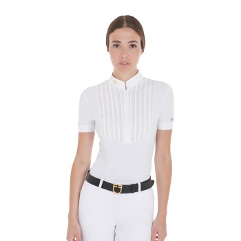 POLO FEMME EN COTON PLISSÉ COUPE SLIM