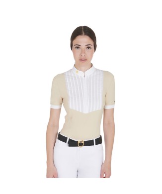 POLO FEMME EN COTON PLISSÉ COUPE SLIM