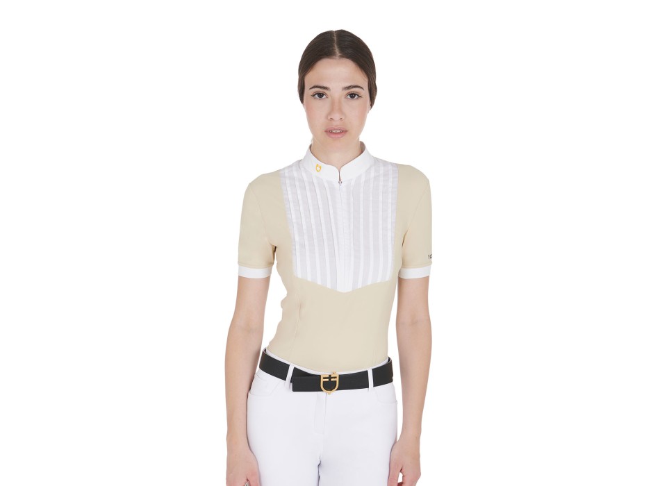 POLO FEMME EN COTON PLISSÉ COUPE SLIM