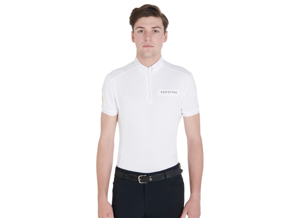 POLO DE COMPÉTITION HOMME COUPE SLIM EN TISSU PERFORÉ