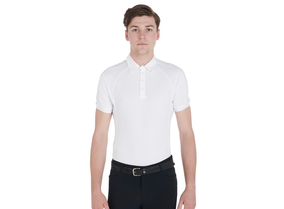 POLO DE COMPÉTITION HOMME COUPE SLIM À QUATRE BOUTONS