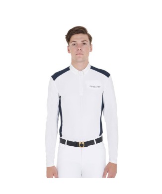 POLO HOMME BICOLORE COUPE SLIM À MANCHES LONGUES