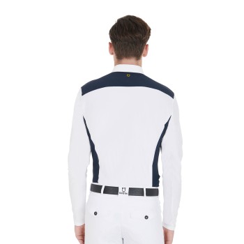 POLO HOMME BICOLORE COUPE SLIM À MANCHES LONGUES