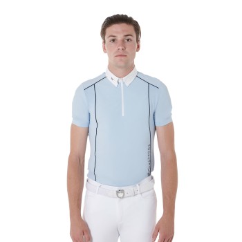 POLO HOMME COUPE SLIM EN TISSU TECHNIQUE AVEC PASSEPOIL