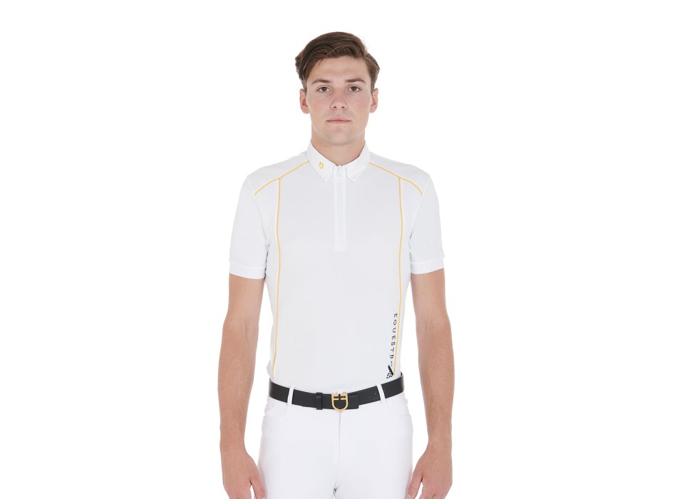 POLO HOMME COUPE SLIM EN TISSU TECHNIQUE AVEC PASSEPOIL