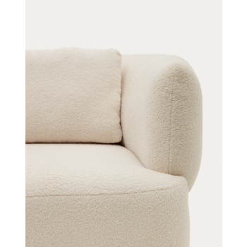 Fauteuil Martina en agneau écru avec coussin