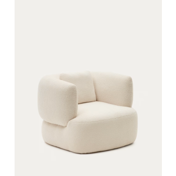 Fauteuil Martina en agneau écru avec coussin