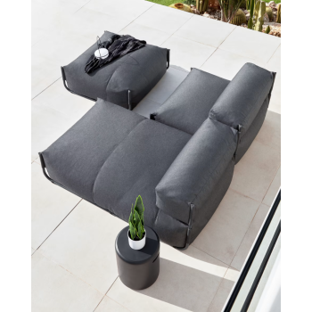 Canapé pouf modulable 100% extérieur Carré aluminium gris foncé et noir 101 x 101 cm