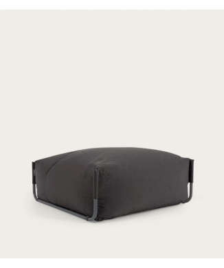 Canapé pouf modulable 100% extérieur Carré aluminium gris foncé et noir 101 x 101 cm