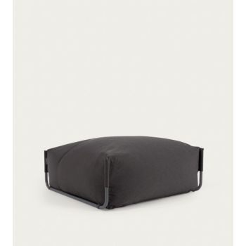 Canapé pouf modulable 100% extérieur Carré aluminium gris foncé et noir 101 x 101 cm