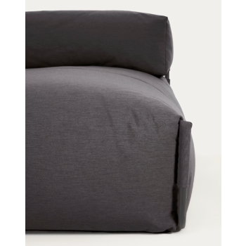 Canapé longue d'extérieur modulable pouf Carré aluminium gris foncé et noir 165x101 cm