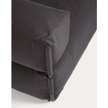 Canapé longue d'extérieur modulable pouf Carré aluminium gris foncé et noir 165x101 cm