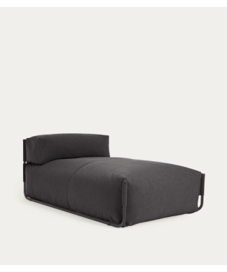 Canapé longue d'extérieur modulable pouf Carré aluminium gris foncé et noir 165x101 cm