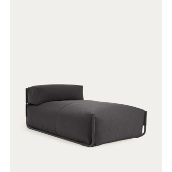 Canapé longue d'extérieur modulable pouf Carré aluminium gris foncé et noir 165x101 cm