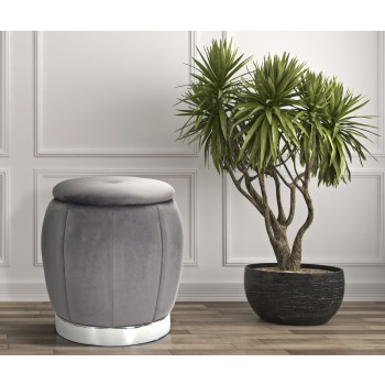 POUF/RECIPIENT PARIS GRIS/ARGENT