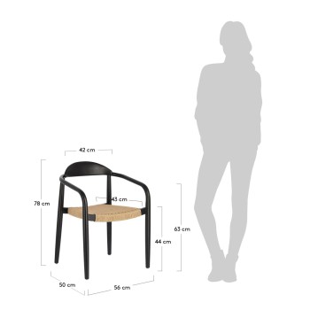 Sedia Nina in legno massello di acacia finitura ne di acaciacon finitura nera