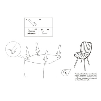 CHAISE SPACE PARIS CRÈME/OR ENSEMBLE 2 PCS