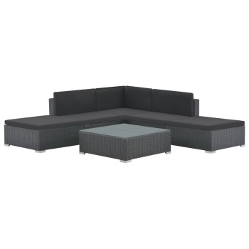 Ensemble de canapé de jardin 6 pcs avec coussins en polyrotin