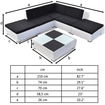 Ensemble de canapé de jardin 6 pcs avec coussins en polyrotin