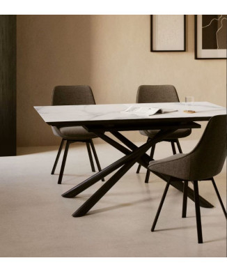 Ensemble table en verre Theone + chaise pivotante Jenna