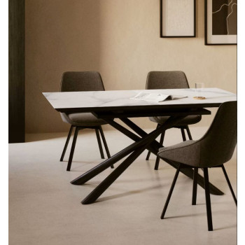 Ensemble table en verre Theone + chaise pivotante Jenna