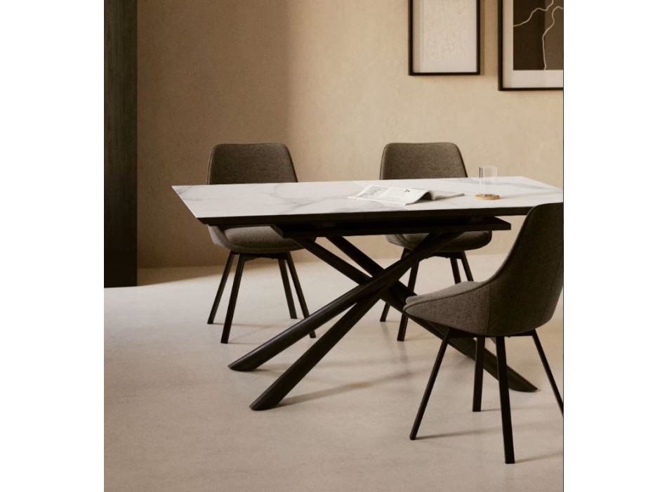 Ensemble table en verre Theone + chaise pivotante Jenna