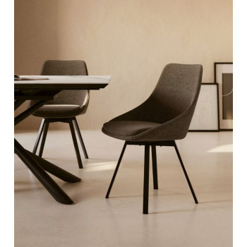 Ensemble table en verre Theone + chaise pivotante Jenna