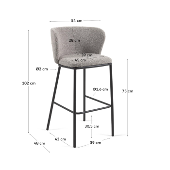 Tabouret Ciselia en peau lainée