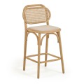 Tabouret Doriane chêne massif finition naturelle support capitonné 65 cm