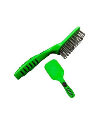 BROSSE À QUEUE ET À CRINIÈRE AVEC MANCHE ERGONOMIQUE LIME, FUCHSIA, TURQUOISE