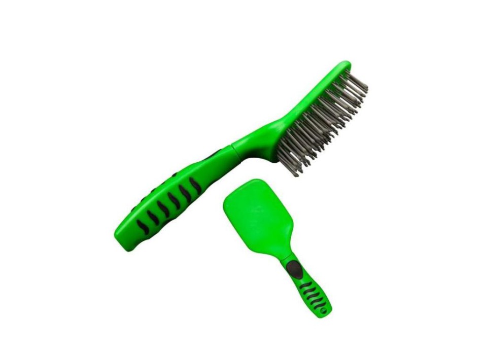 BROSSE À QUEUE ET À CRINIÈRE AVEC MANCHE ERGONOMIQUE LIME, FUCHSIA, TURQUOISE