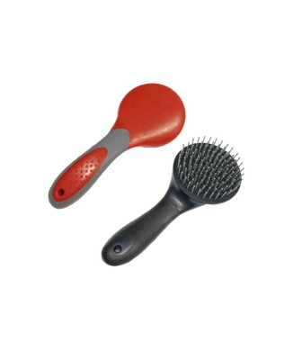 BROSSE À QUEUE RONDE ET À CRINIÈRE AVEC MANCHE