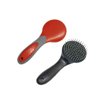 BROSSE À QUEUE RONDE ET À CRINIÈRE AVEC MANCHE