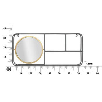 MIROIR CERCLE AVEC ÉTAGÈRES INDUSTRIE