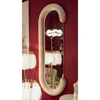 MIROIR MURAL EN VELOURS ROSE CHANTAL