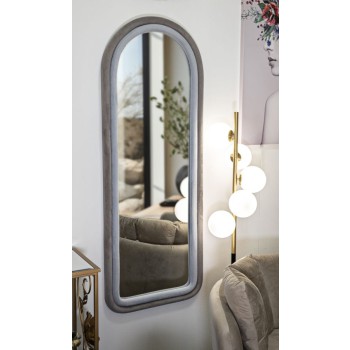 MIROIR MURAL EN VELOURS GRIS CLOE