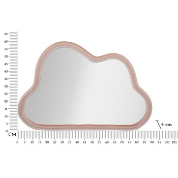 MIROIR MURAL EN VELOURS ROSE NUAGE