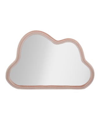 MIROIR MURAL EN VELOURS ROSE NUAGE